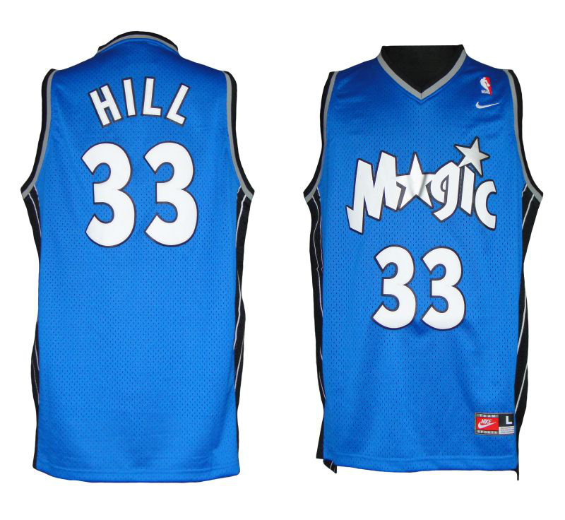  NBA Orlando Magic 33 Grant Hill Blue Throwback Swingman Jersey